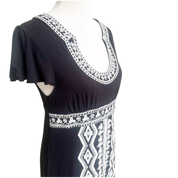 I.N.C International Concepts Embroidered Jersey Dress Knee Length Size Large BLK - Picture 9 of 11